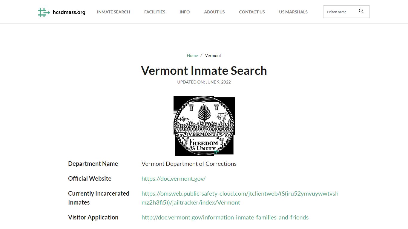 Vermont Inmate Search – Vermont Department of Corrections ...